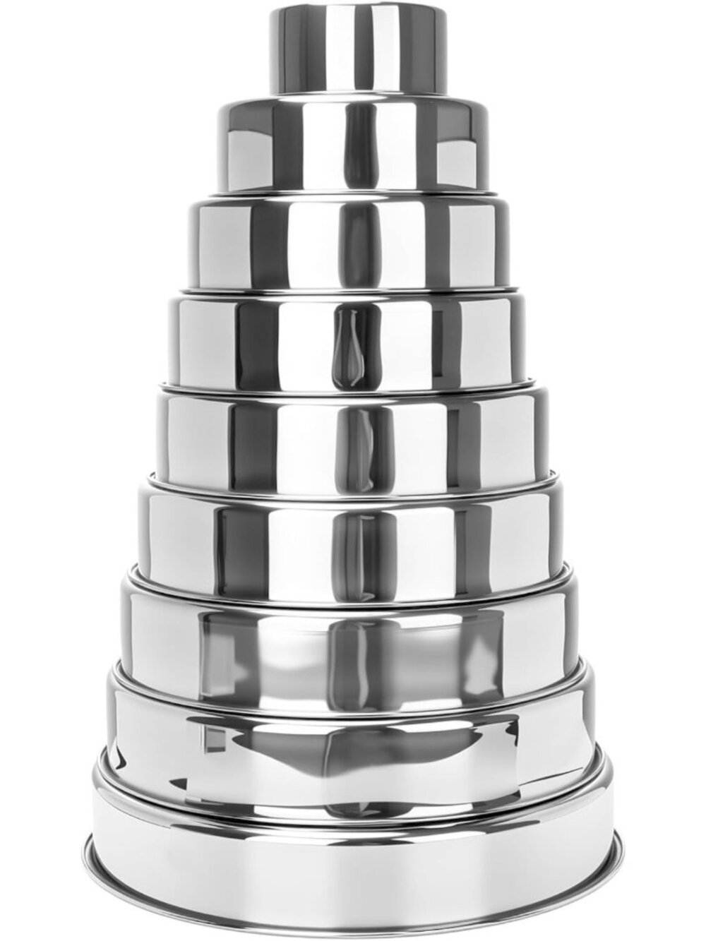 9-Piece Round Cake Pan Set, Stainless Steel, 4"-12" for Layer & Smash Cakes